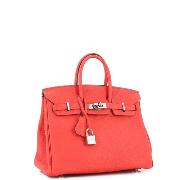 Hermes Birkin Handbag Rouge Pivoine Togo with Palladium Hardware 25 Red - Picture 3 of 11